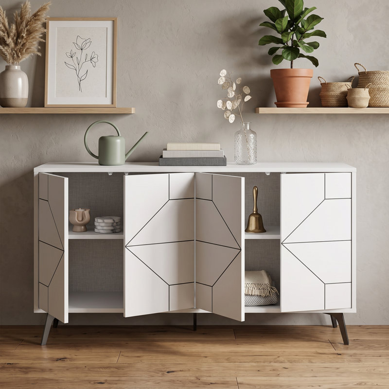 Modern Geometric 4-Door Accent Sideboard