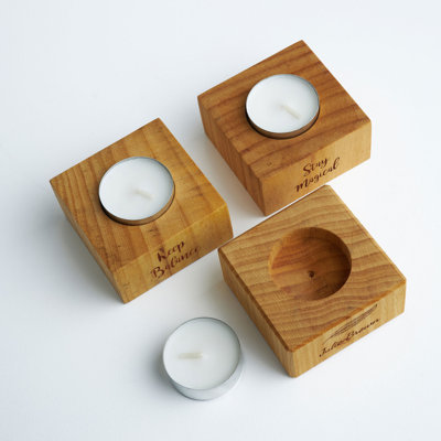 Custom Engraved Wooden Candle Holder