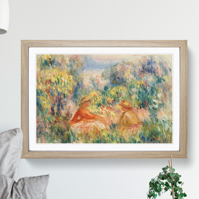 Two Women in a Landscape by Pierre-Auguste Renoir - Picture Frame Painting, Oak, 48cm H x 65cm W x 2cm D