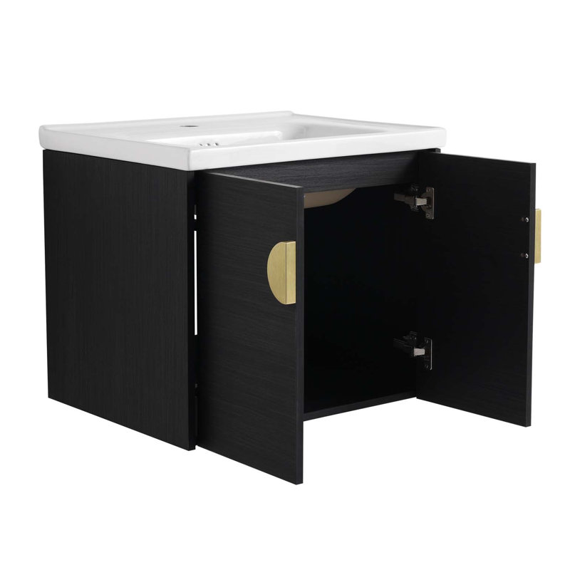 Meuble-lavabo à fermeture en douceur 24 po avec lavabo, pour petite salle de bain