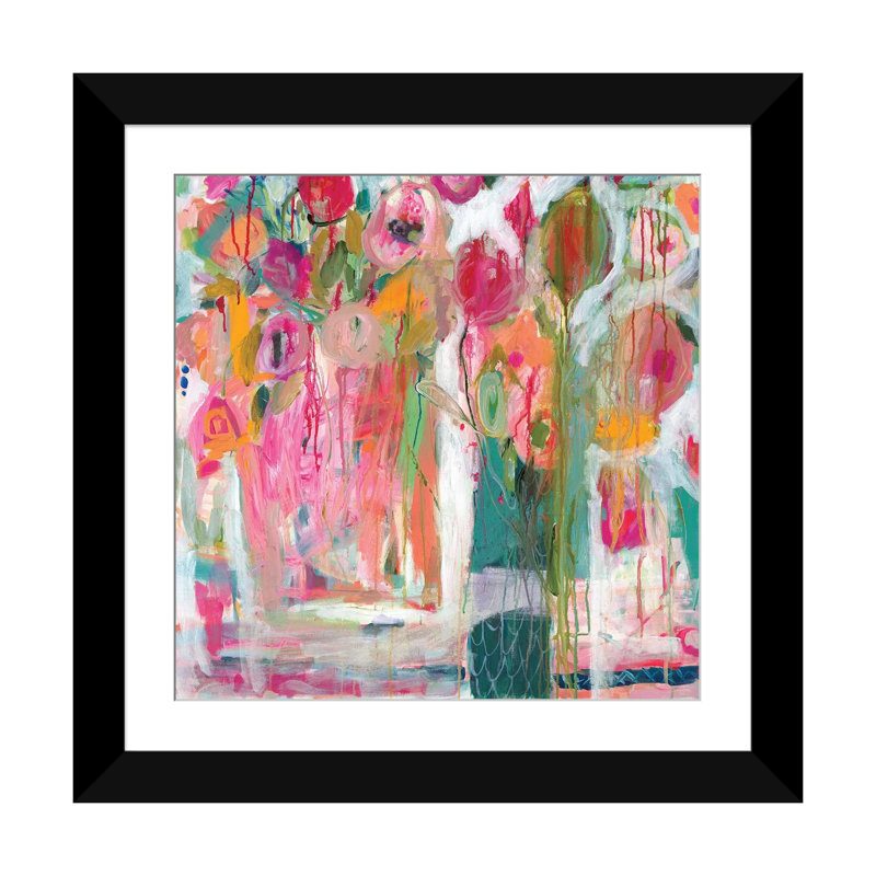 «Pink Melody I», impression sur toile, Papier d'art encadré noir, H 24 po x l 24 po x P 1 po, Blanc