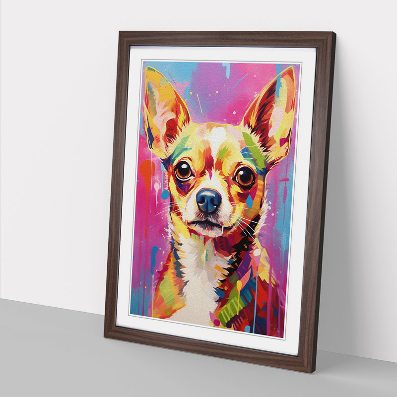 Chihuahua Gestural No.2 - Single Picture Frame Print on Wood, Walnut, 34cm H x 25cm W x 2cm D