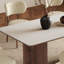 Rectangular walnut wood-coloured rock plate table-116469924