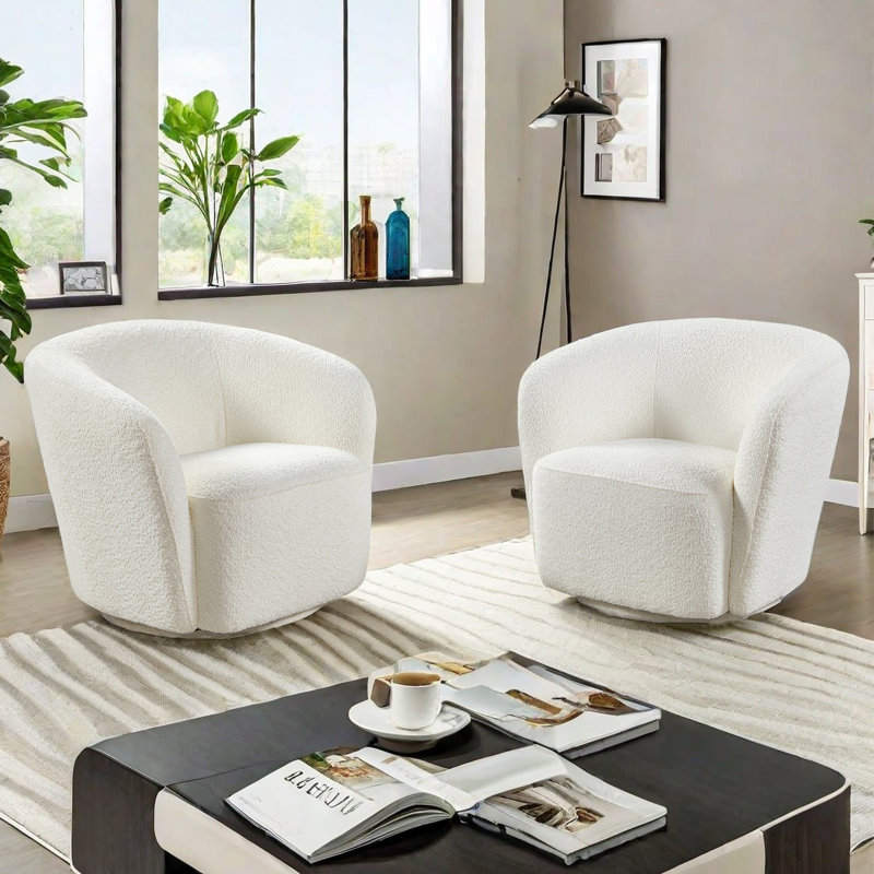 Fauteuil pivotant de 31,1 po Obrain, Rembourrage en mousse blanche