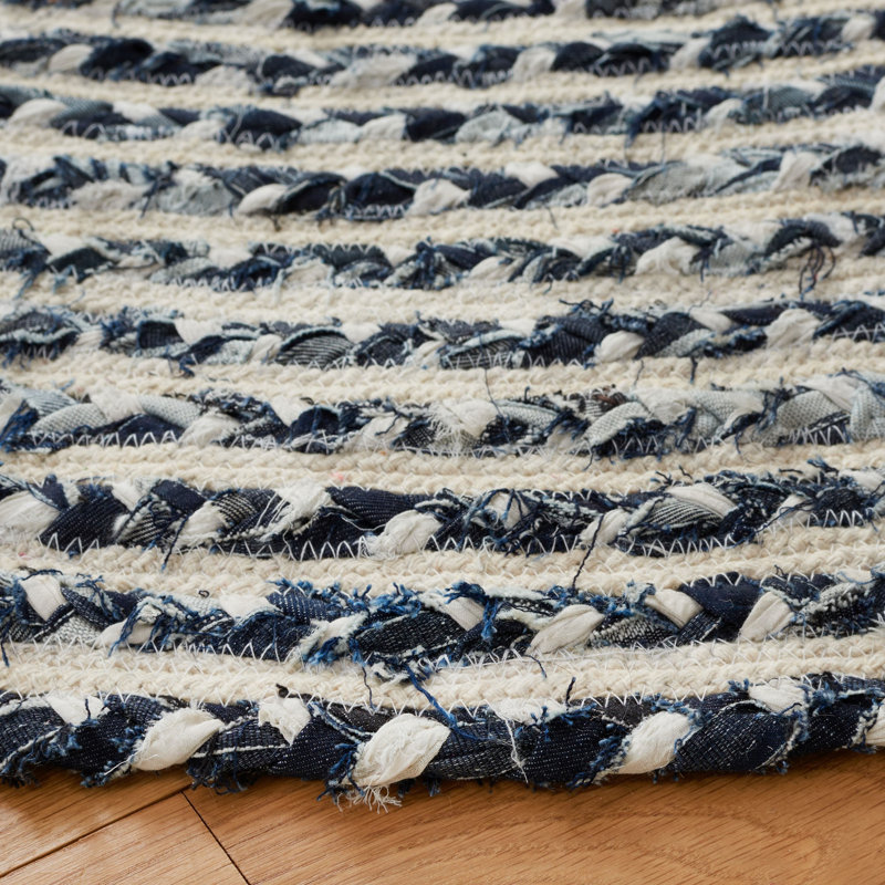 Nini Handmade Cotton Striped Rug, Round 6'