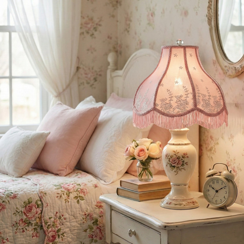 Abat-jours à franges festonnées Victorian, paquet de 2, Rose, H 3,5 po x l 11 po x P 9 po