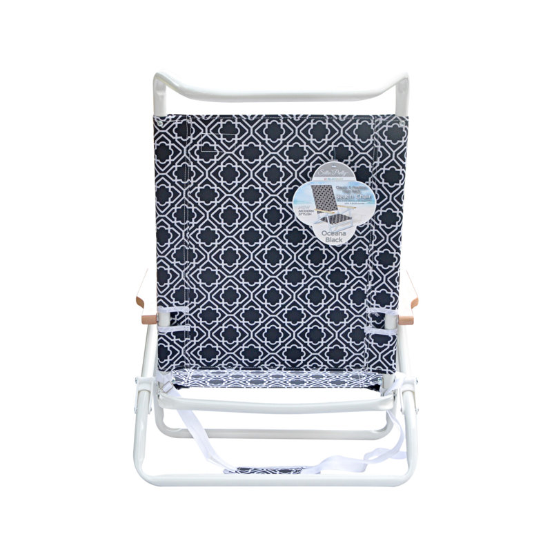 Youngsville Oceana Geometric Reclining Beach Chair, Black