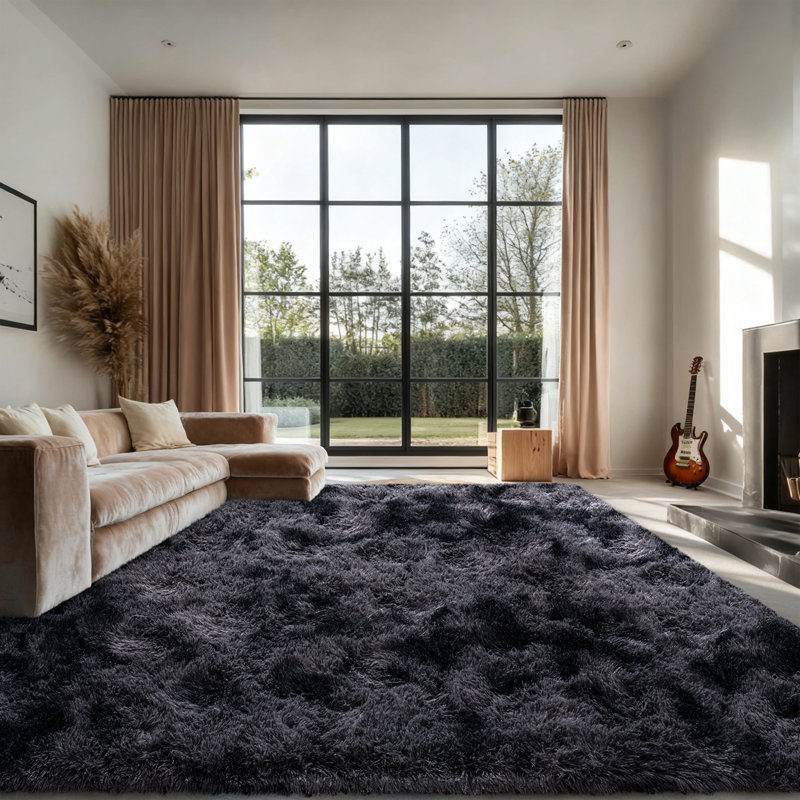 Silk-Cloud Series - Sleek Premium Velvet Area Rug, Smooth Touch Silky Microfiber, Non-Slip & Shed-Free Minimalist Shag Rug for Bedroom