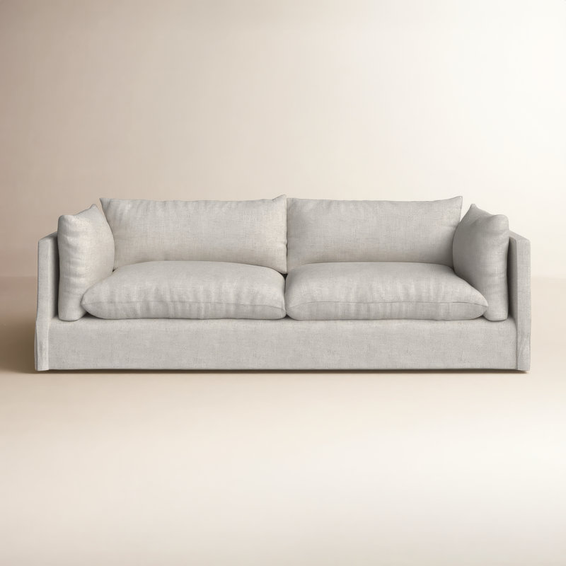 Rafferty 96.5'' Slipcovered Sofa, Valley Nimbus Beige Linen, 90.5" W x 40" D x 30" H