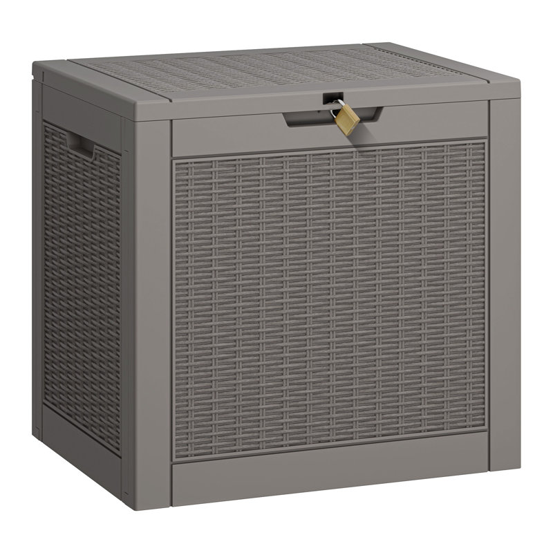 35 Gallon Lockable Storage Box Multi-Purpose Waterproof Outdoor Seat, Gray
