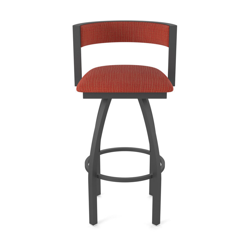 Tabouret Artémis, Étain, Tabouret de bar (siège d'une hauteur de 36 po), Tissu - graphite coquelicot