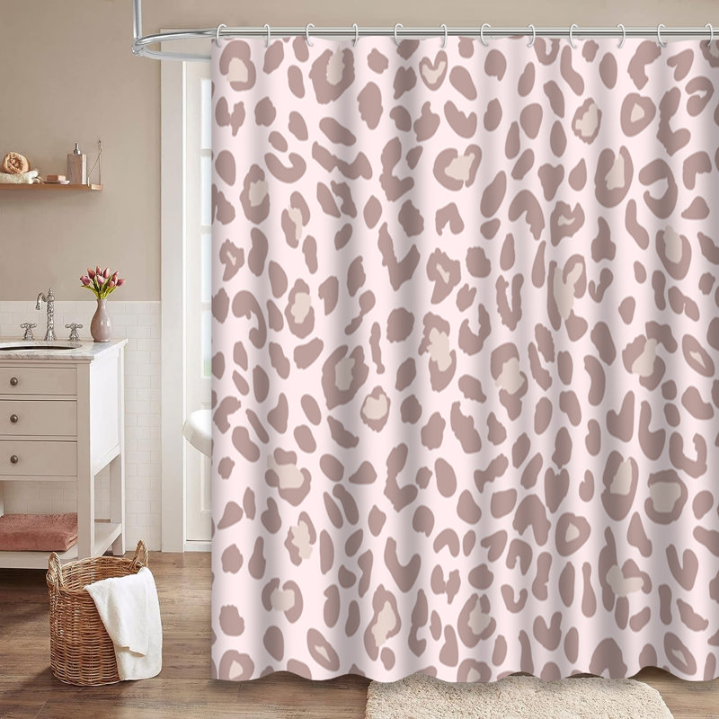 Rideau de douche rose avec 12 crochets, L 72 po x l 84 po