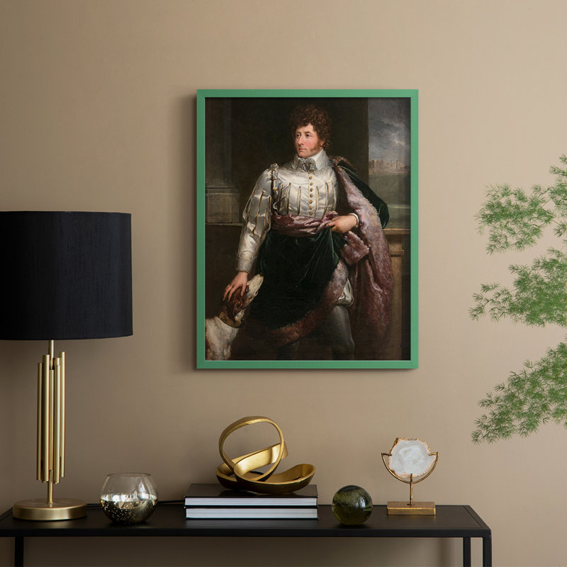Vintage Portrait Print CXXXVI Framed Print - Solid Wood, Green, 15" H x 12" W