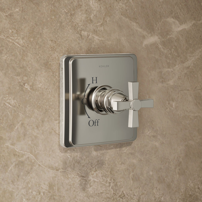 Pinstripe Purerite-Temp Shower Trim Set with Cross Handle, Less Showerhead