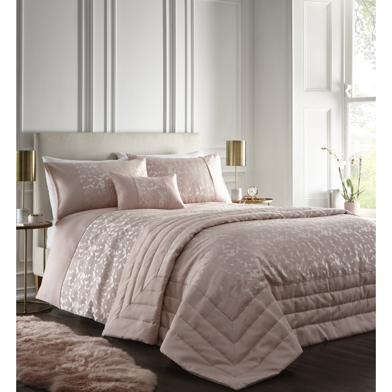 Winon Geometric Luxury Duvet Cover Set, Double Duvet Cover + 2 Standard Pillowcases, Pink