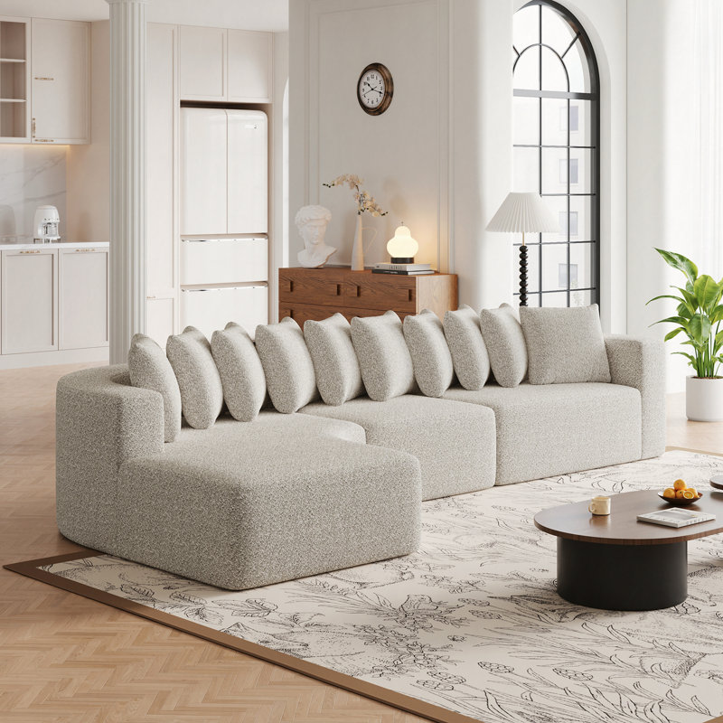 Ensemble de canapé modulaire en chenille Boneless de 131,1 pouces, canapé incurvé moderne en forme de nuage, comprenant 10 coussins