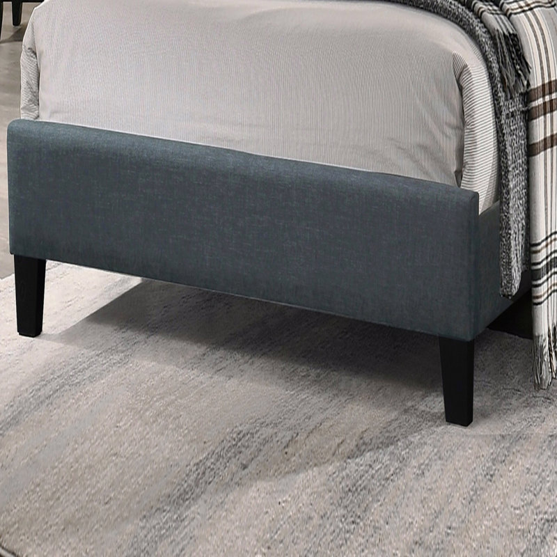 Lit plateforme très grand lit de style moderne 1 pièce en tissu de polyfibre gris anthracite capitonné avec cadre de tête de lit pour la chambre à coucher