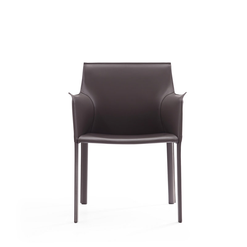 Paris Vegan Leather Upholstered Metal Side Chair, Gris