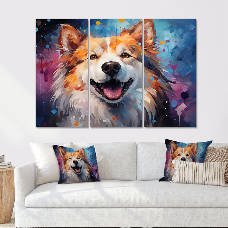 «Dog Akita Aurora», ensemble d'art sur toile, H 40 po x l 60 po