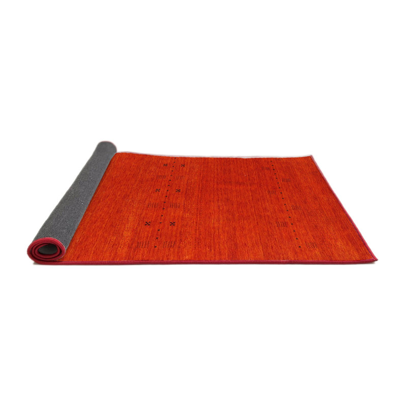 Tapis de zone orange/rouge foncé contemporain, Rond 8 pi x 8 pi