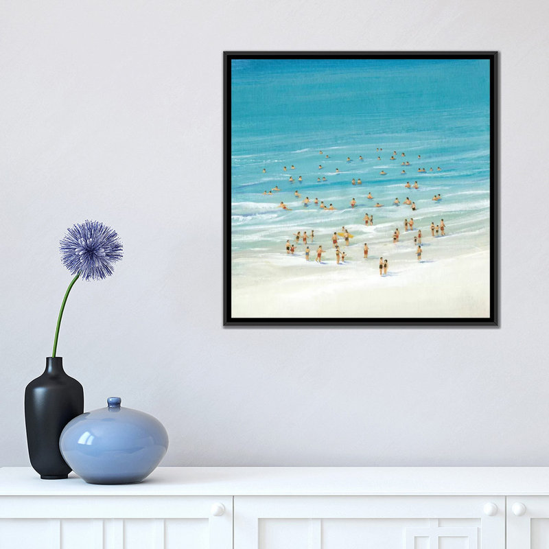 « ocean nage i », impression sur toile, H 18 po x l 18 po x P 1,5 po, Toile avec cadre noir, Pas de tapis