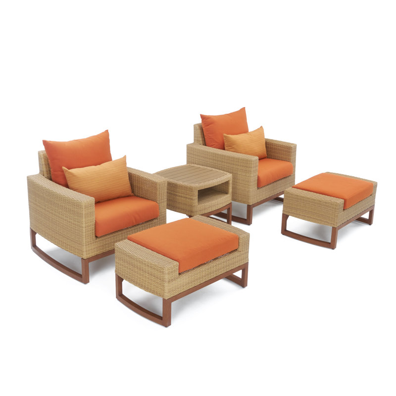 Milana Outdoor 8 - Piece Conversation Set, Spectrum Cayenne Sunbrella® Plainweave