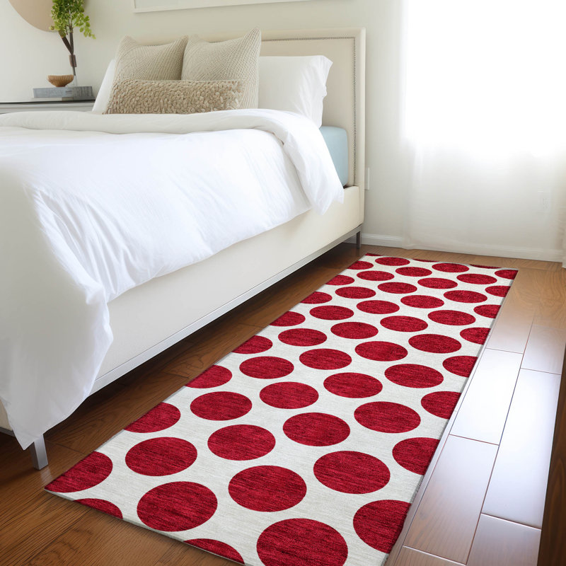 Premium Machine Washable Prisco Red Rug, Runner 2'3" x 7'6"
