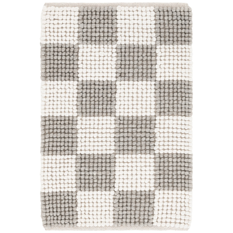Natura 288 Flatweave Wool/Cotton Checkered Rug in Gray/Ivory, Rectangle 6' x 9'