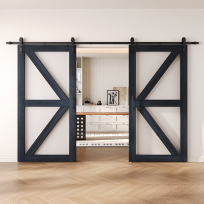 Portes de grange non assemblées et finies en verre avec motif à flèche 32 po x 80 po Homacer