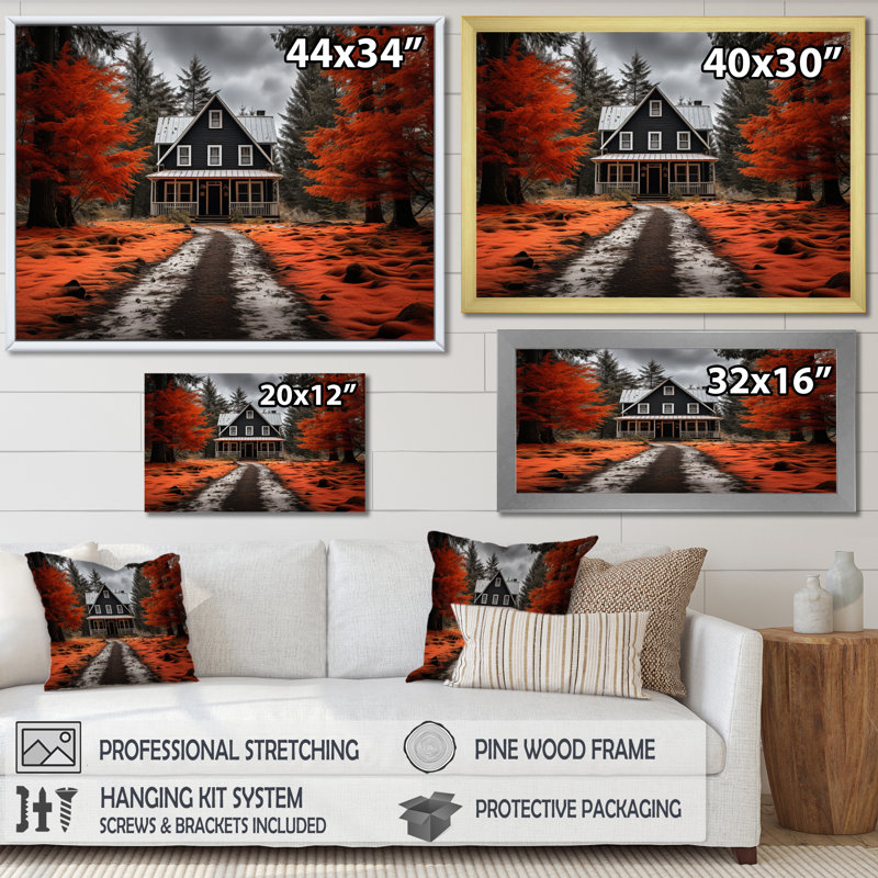 Red Farmhouse Rustic Elegance IV - reproduction, Cadre simple blanc, H 16 po x l 32 po x P 1 po