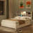 Wood Platform Bed With Bookcase Headboard, Built-In Downlight, Charging Station & 2 Side Drawers-701395205-701395207