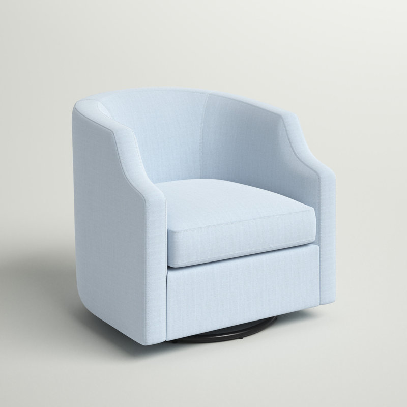 Fauteuil demi-tonneau pivotant en polyester Debbie, Bleu 100% polyester