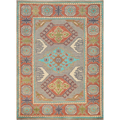 Grey Kazak Oriental Accent Rug 2x3