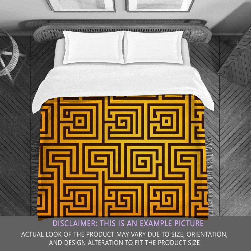 Polyester Comforter, Queen Comforter, Gold/Orange Geometric