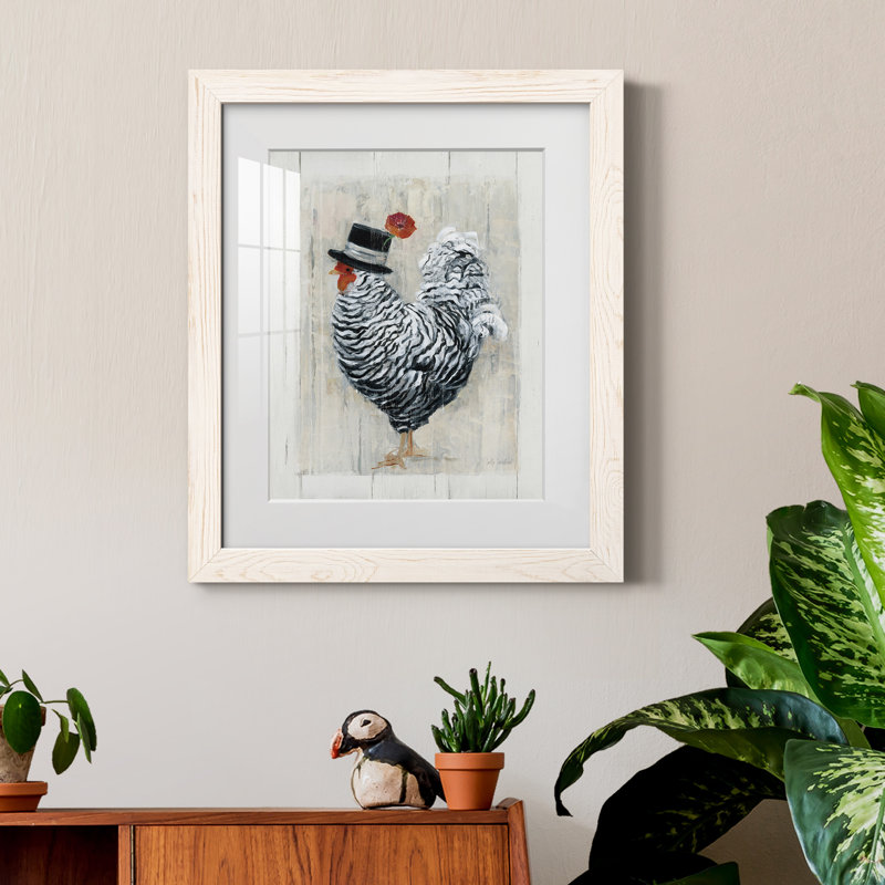 «Sunday Best Rooster», reproduction sur papier encadrée, Blanc, H 20 po x l 17 po x P 1,5 po