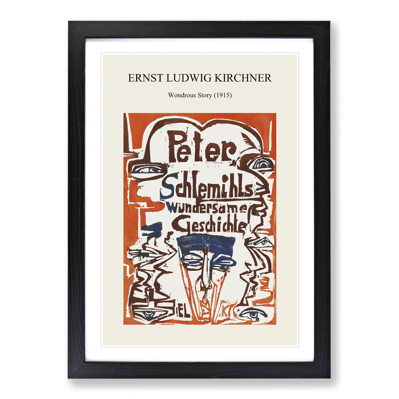 Wondrous Story Print by Ernst Ludwig Kirchner - Picture Frame Painting, 65cm H x 48cm W x 2cm D, Black