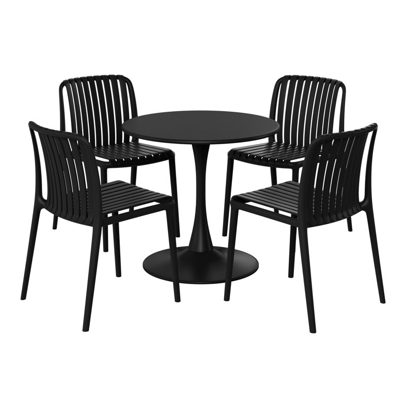 Outdoor Round Dining Set, Black