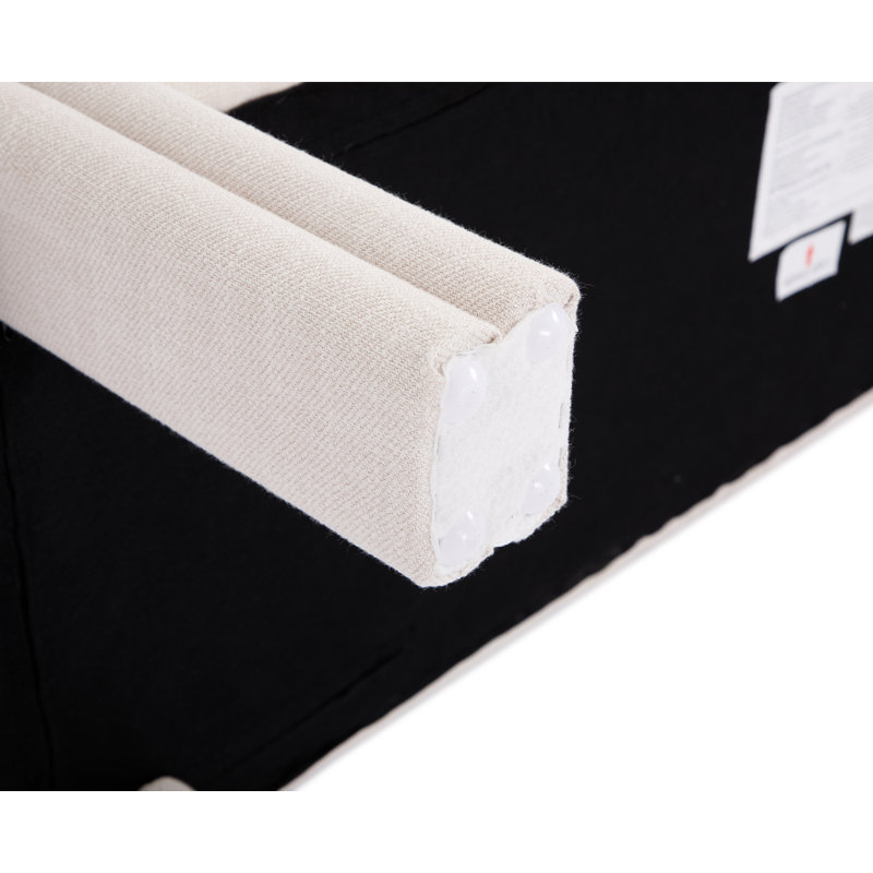 54"W Modern Upholstered Polyester Fiber Bench, Beige