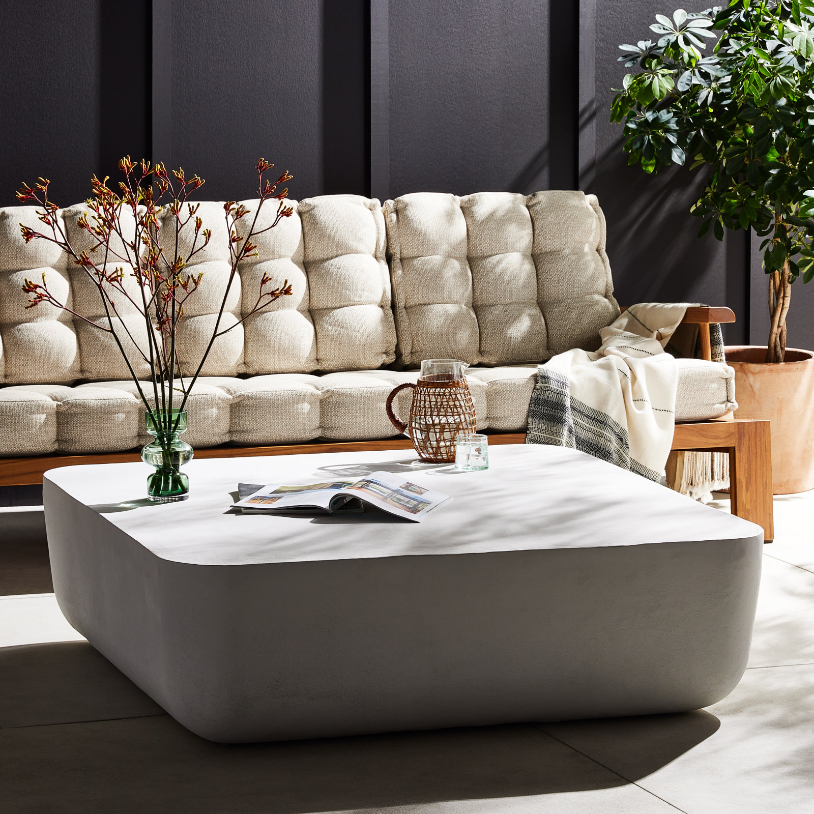 Eponine 48'' Metal Outdoor Coffee Table, Matte White