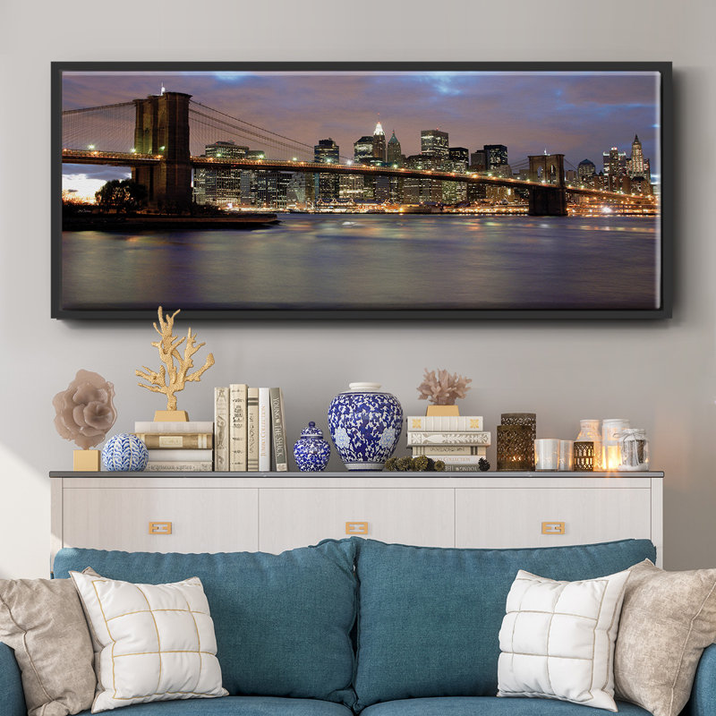 Night View- Framed Canvas, 20" H x 50" W
