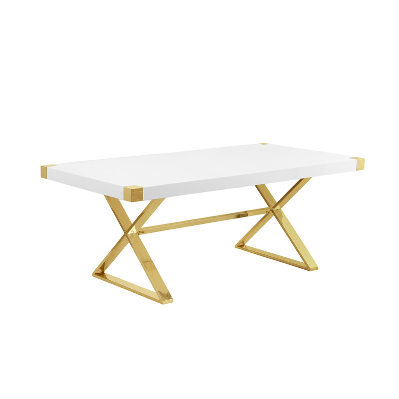 Hitansh Double Pedestal Dining Set, 7, Navy/Gold, Gold