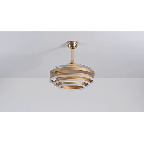 Dontavius 42'' Retractable Ceiling Fan, Led 3 Color Brightness Adjustable  Chandelier Ceiling Fan