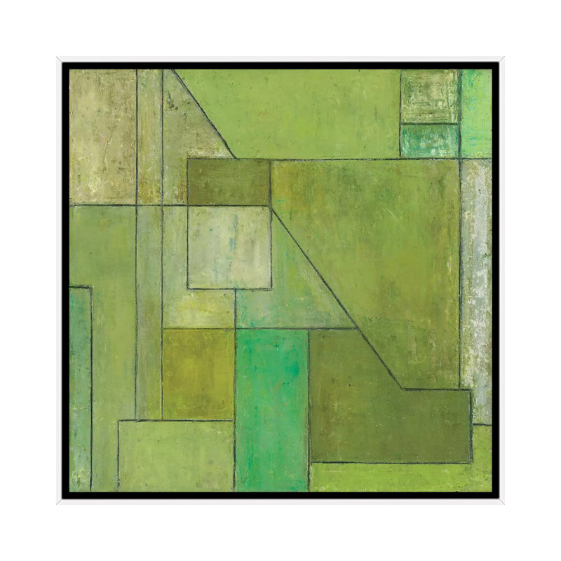 Green Light by Stephen Cimini - Painting on Canvas, 93.98 cm H x 93.98 cm W, White Framed