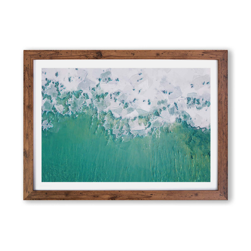 Wave Lines In Nova Scotia - Single Picture Frame Print, 62cm H x 87cm W x 2cm D, Walnut