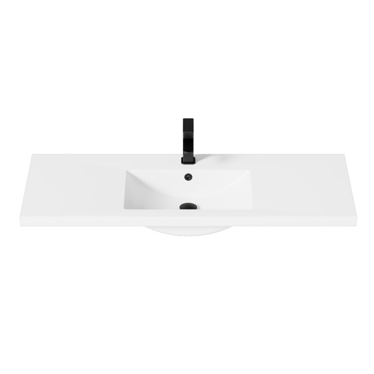 Breonica 48" Single Sink Resin Top Integrated Bathroom Vanity Sink with Single Hole Faucet, Pop Up Drain