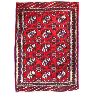 3x4 Red and Black Turkish Tribal Rug