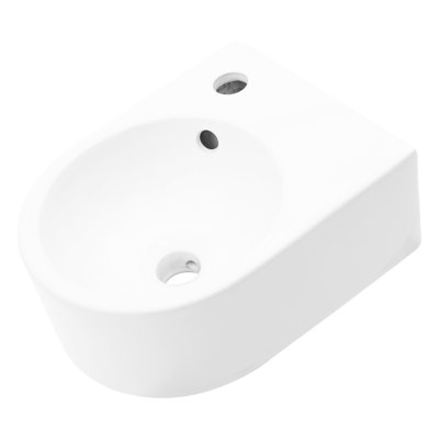 13X10.29 Inch White Ceramic Bathroom Sink - Wall Mount, Stain Finish, Space Saving Mounted Inch, , Installation Instructions Included