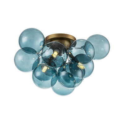 Plafonnier semi-encastré 3 lumières en verre coloré transparent Spoutnik