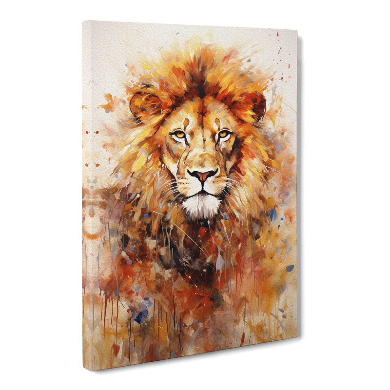 Lion Expressionism Art - Wrapped Canvas, 50cm H x 35cm W x 3cm D