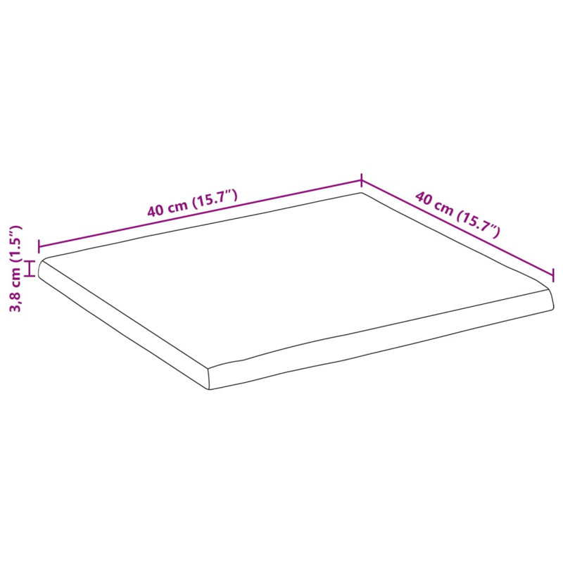 Solid Wood Table Top, 3.8cm H x 40cm W x 40cm D